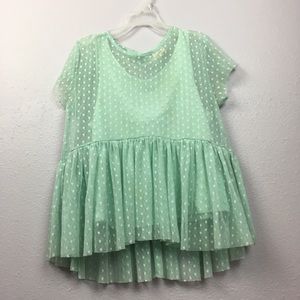 Zara Girls Peplum Turquoise Top 9-10